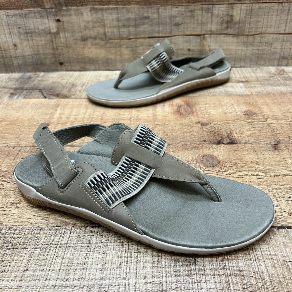 Sorel Womens Slingback Thong Comfort Leather Sandals Tan/Gray Size 7.5
